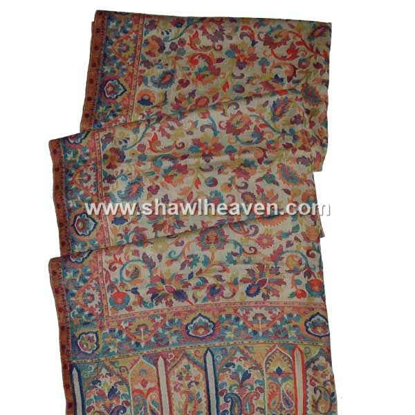 Neutral kashmiri design wool wrap, Tri Star Overseas